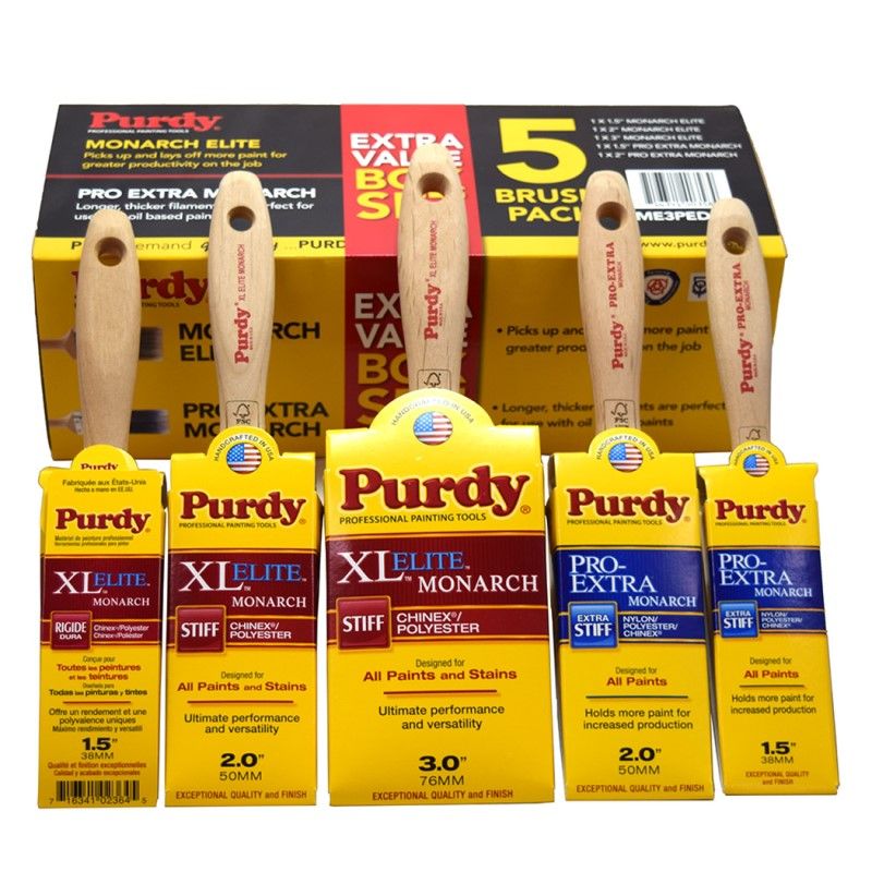 Purdy Pro-Extra & XL Monarch Brush Set (5 Pack)