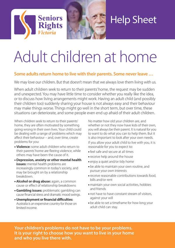 Adult children at home Tip sheet