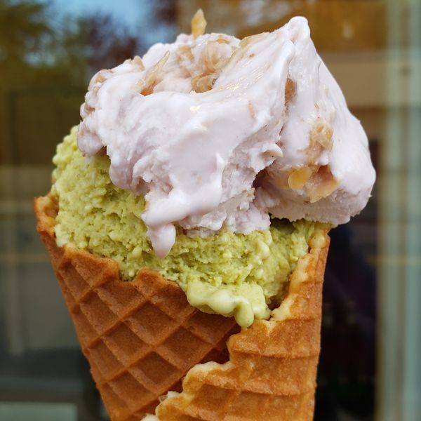 organic baklava and organic pistachio Italian ice cream gelato