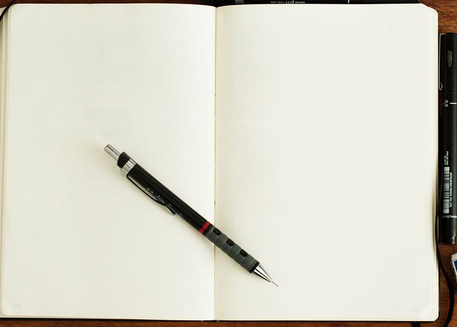 Photo of an empty note book with pencil and eraser