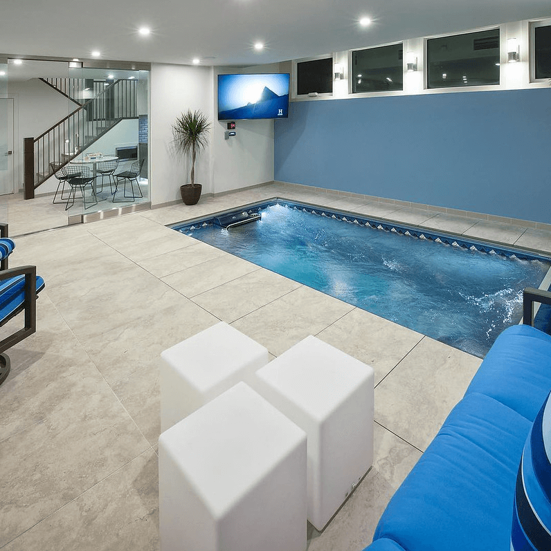 picture of an award-winning Endless Pools installation in a Calgary basement