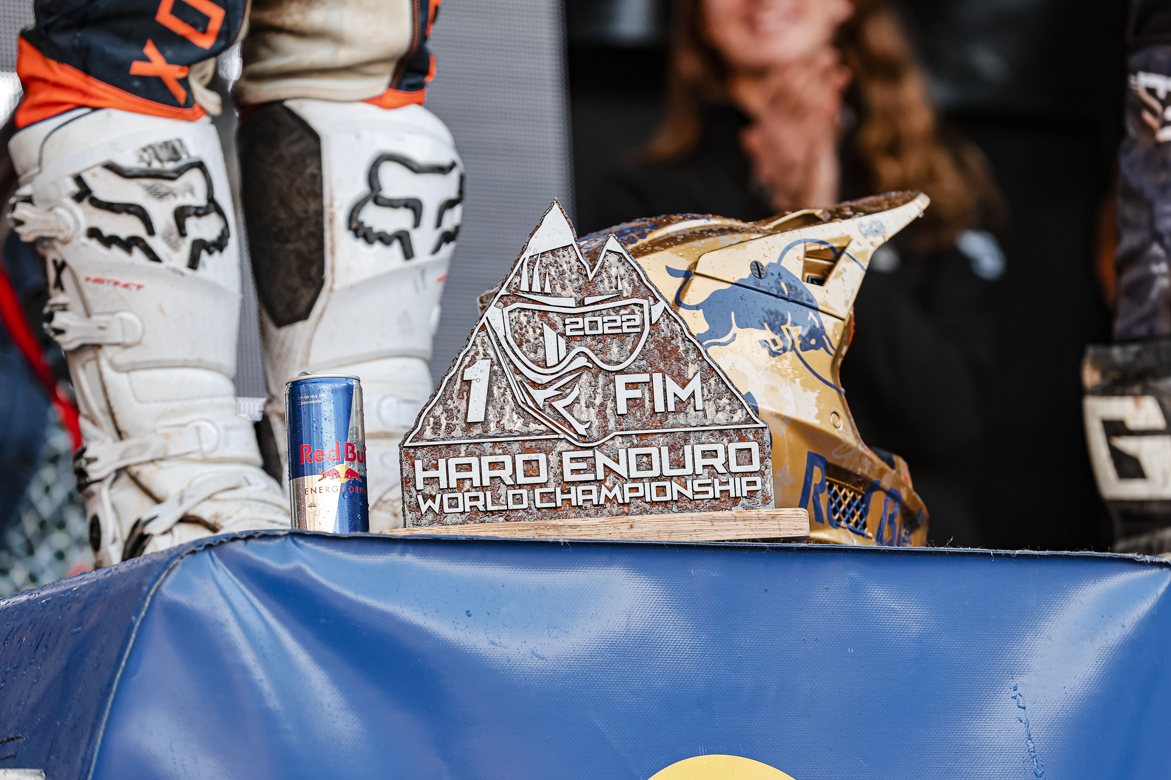 FIM trophy next to red bull