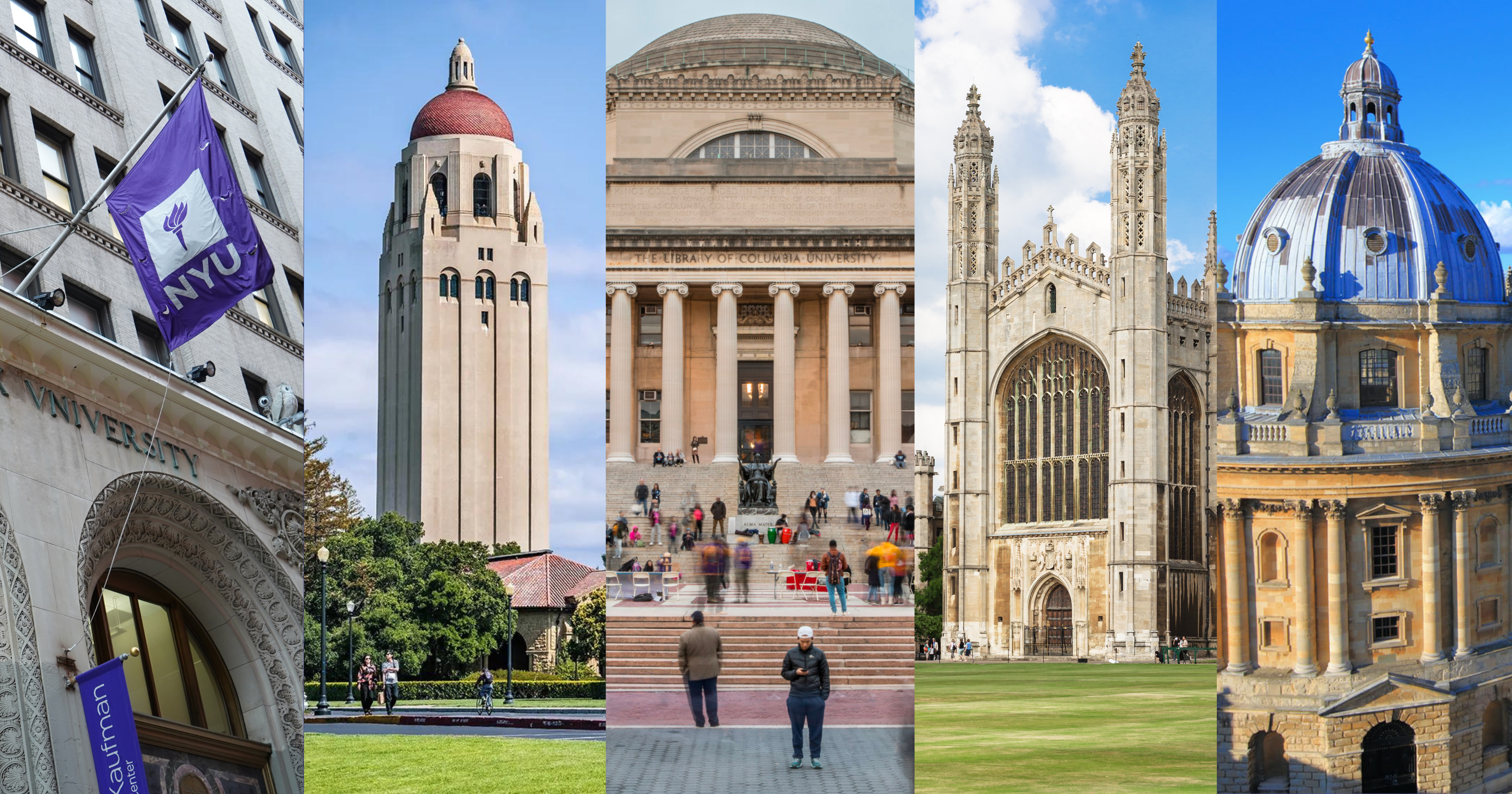 Universities of NYU, Stanford, Columbia, Cambridge and Oxford