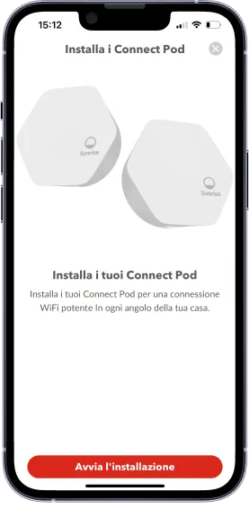 Rappresentazione dell'installazione dei Connect Pods tramite l'app Connect.