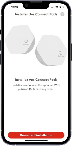 Illustration de l'installation des Connect Pods via l'application Connect.