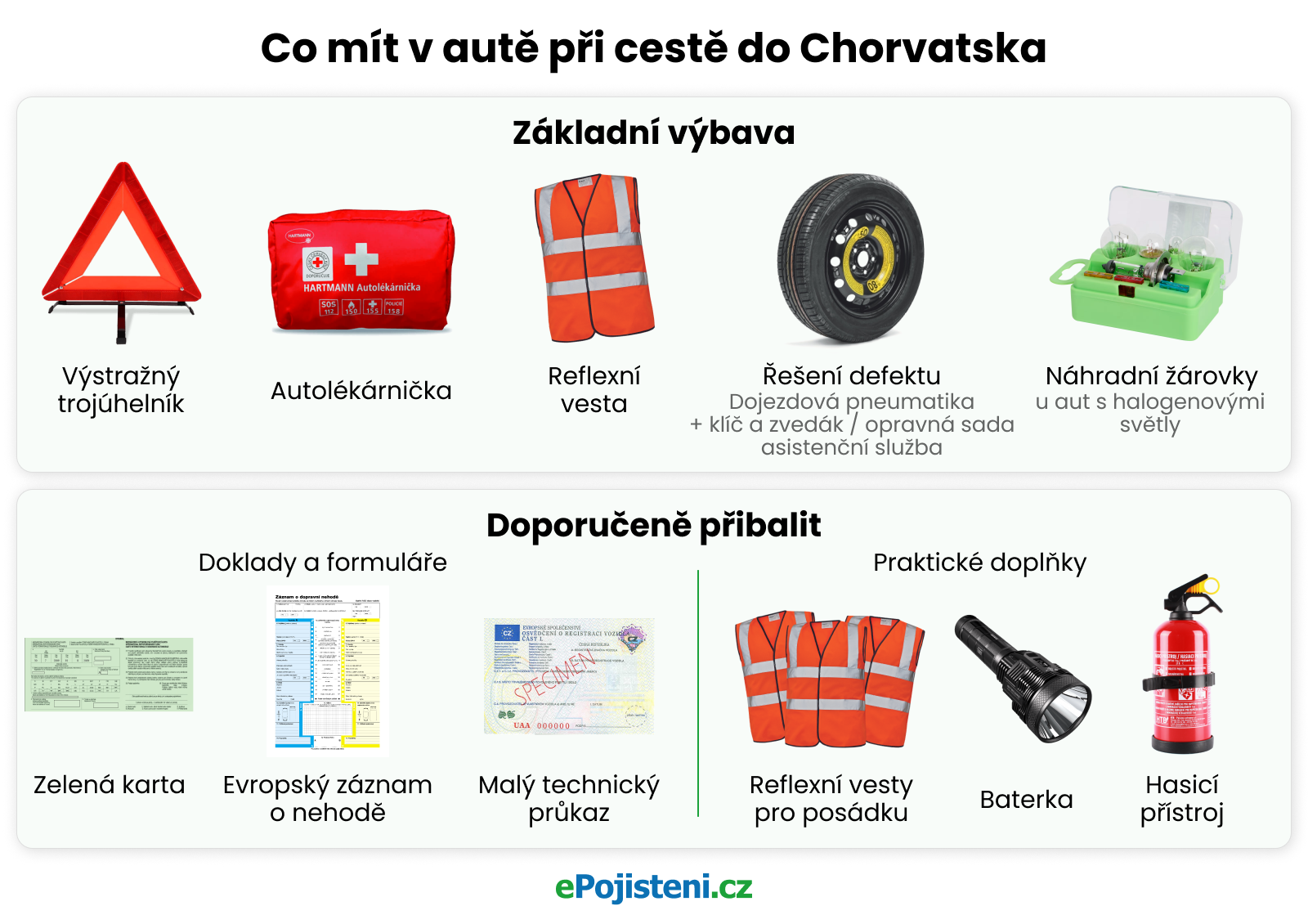seznam výbavy do auta při cestě do chorvatska