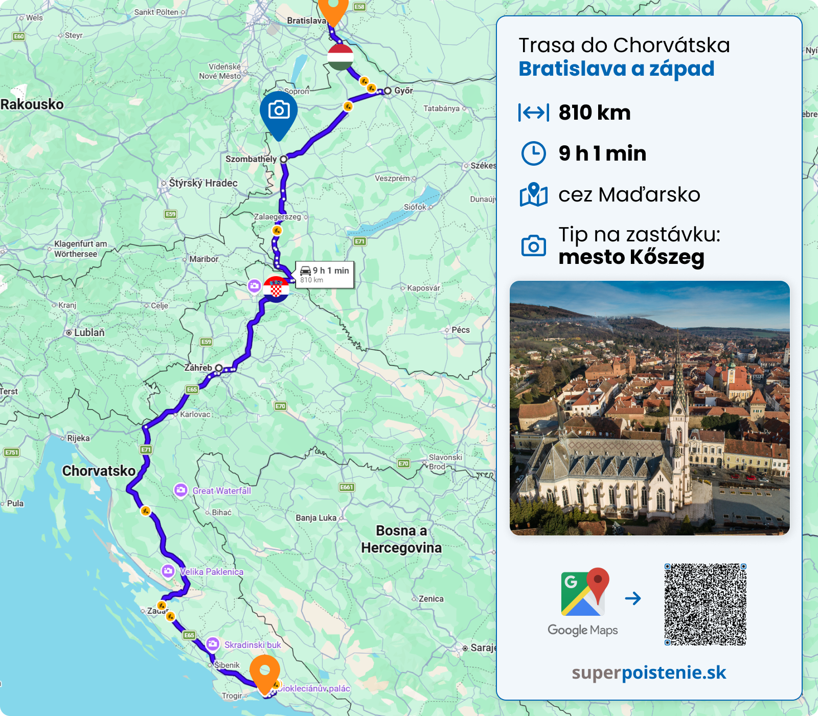 Obrázek mapy trasy Bratislava - Chorvatsko