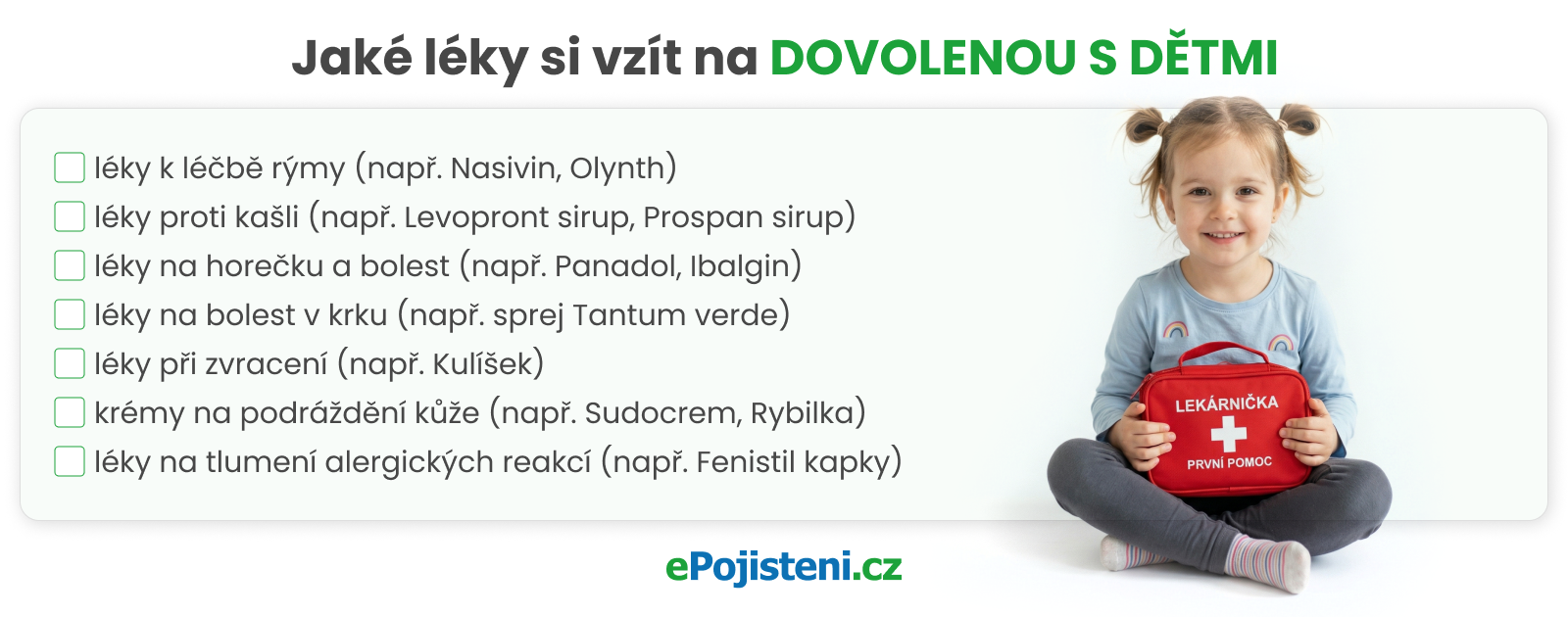 checklist Jaké léky si vzít na dovolenou s dětmi