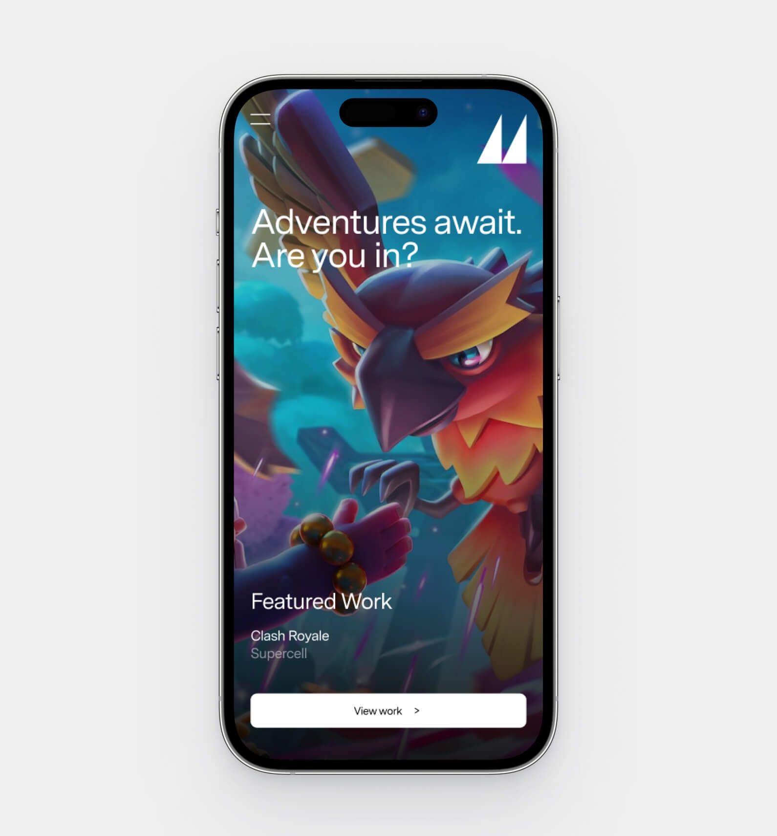 Iphone met een visual van een project header