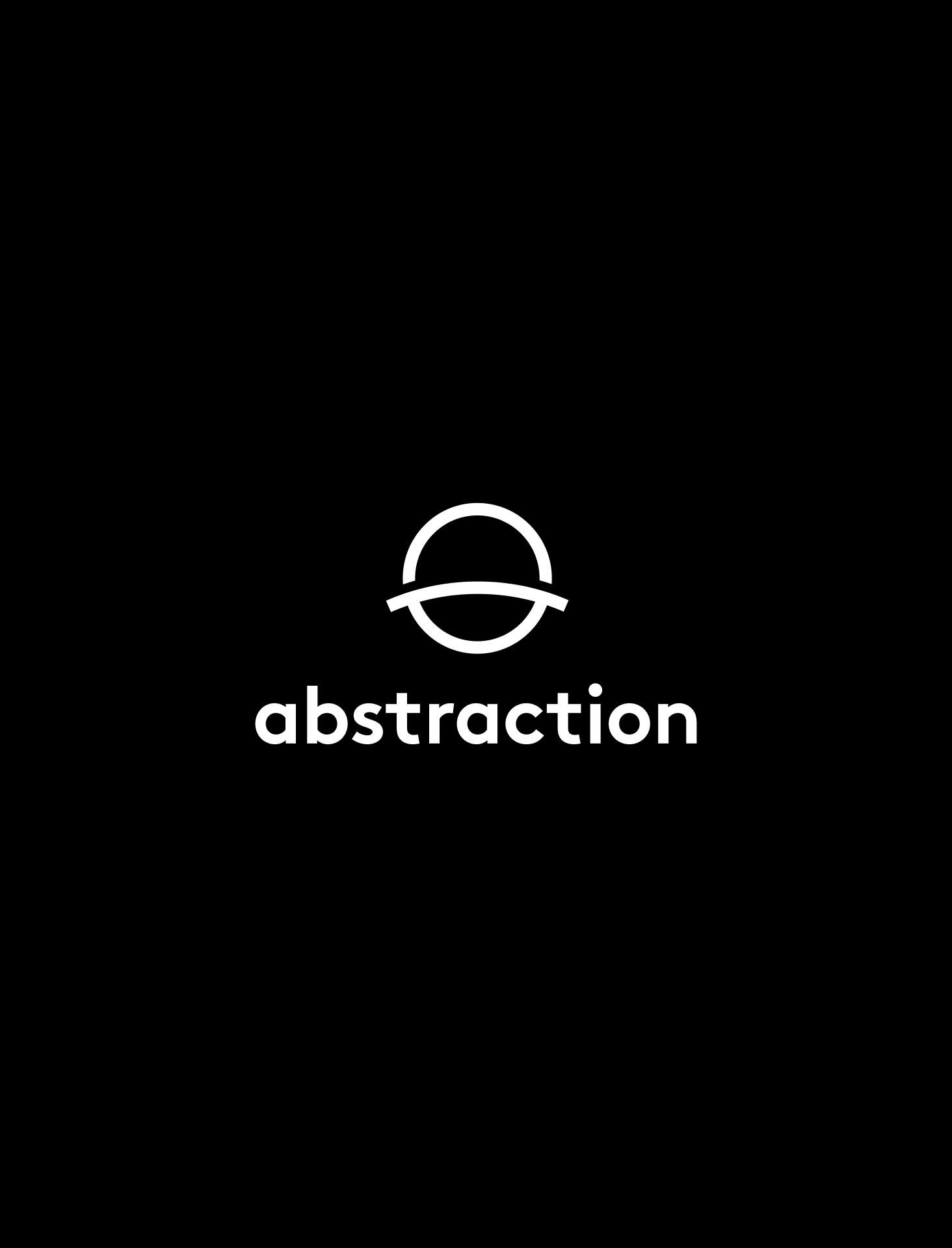 Een wit abstraction logo op een zwarte achtergrond