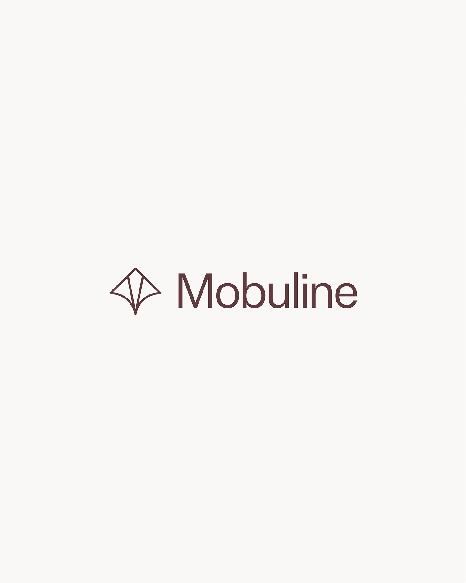 Mobuline-logo in bordeauxrood op een gebroken witte achtergrond.