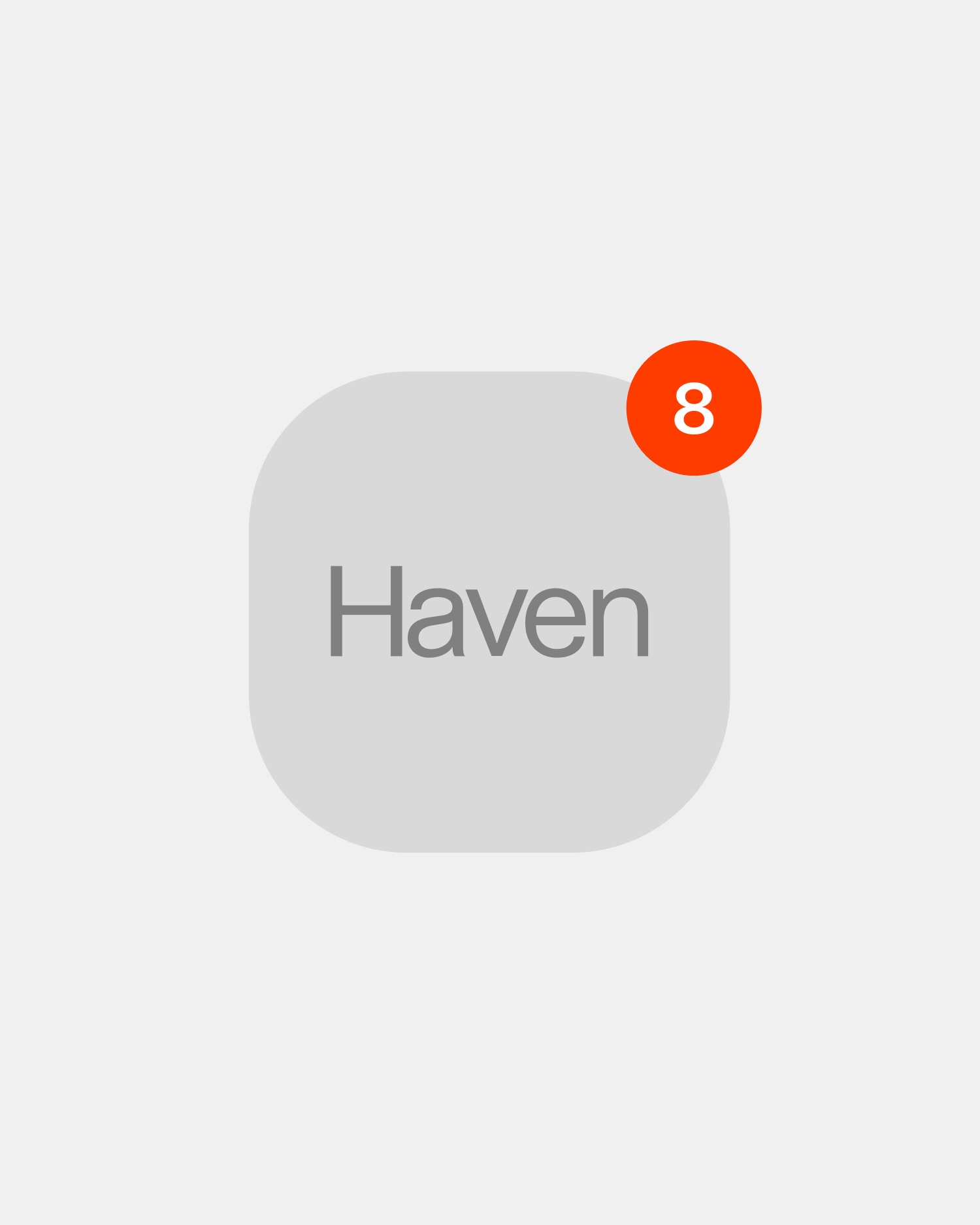 Grijs Haven-appicoon met een oranje notificatiebadge met het cijfer acht