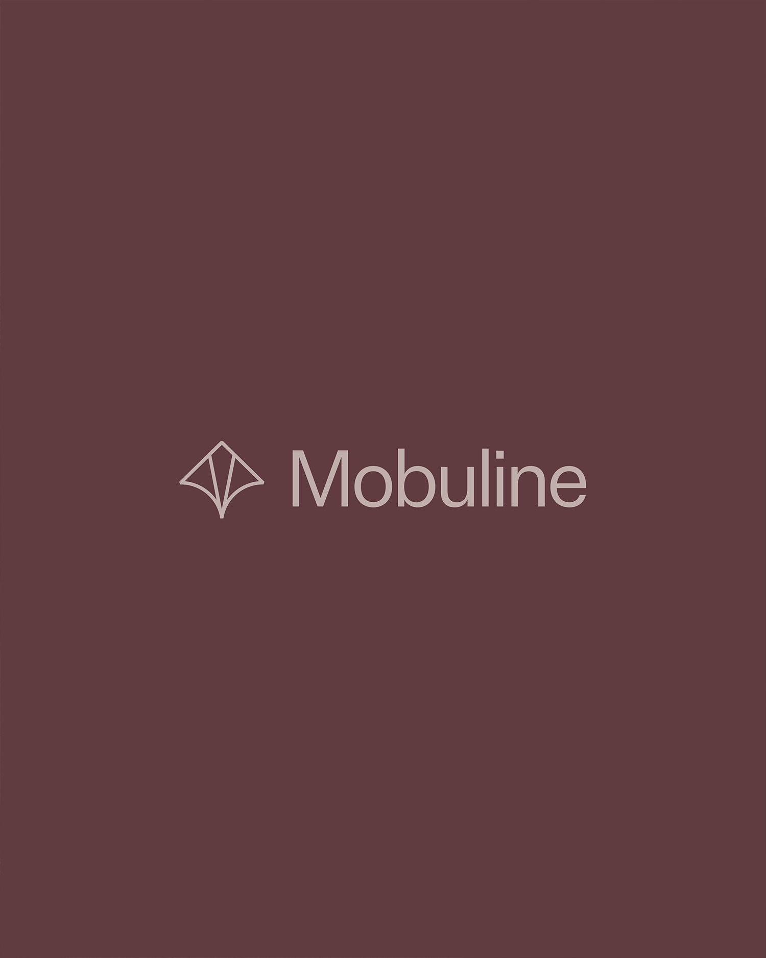 Mobuline-logo in lichtgrijs op een bordeauxrode achtergrond.