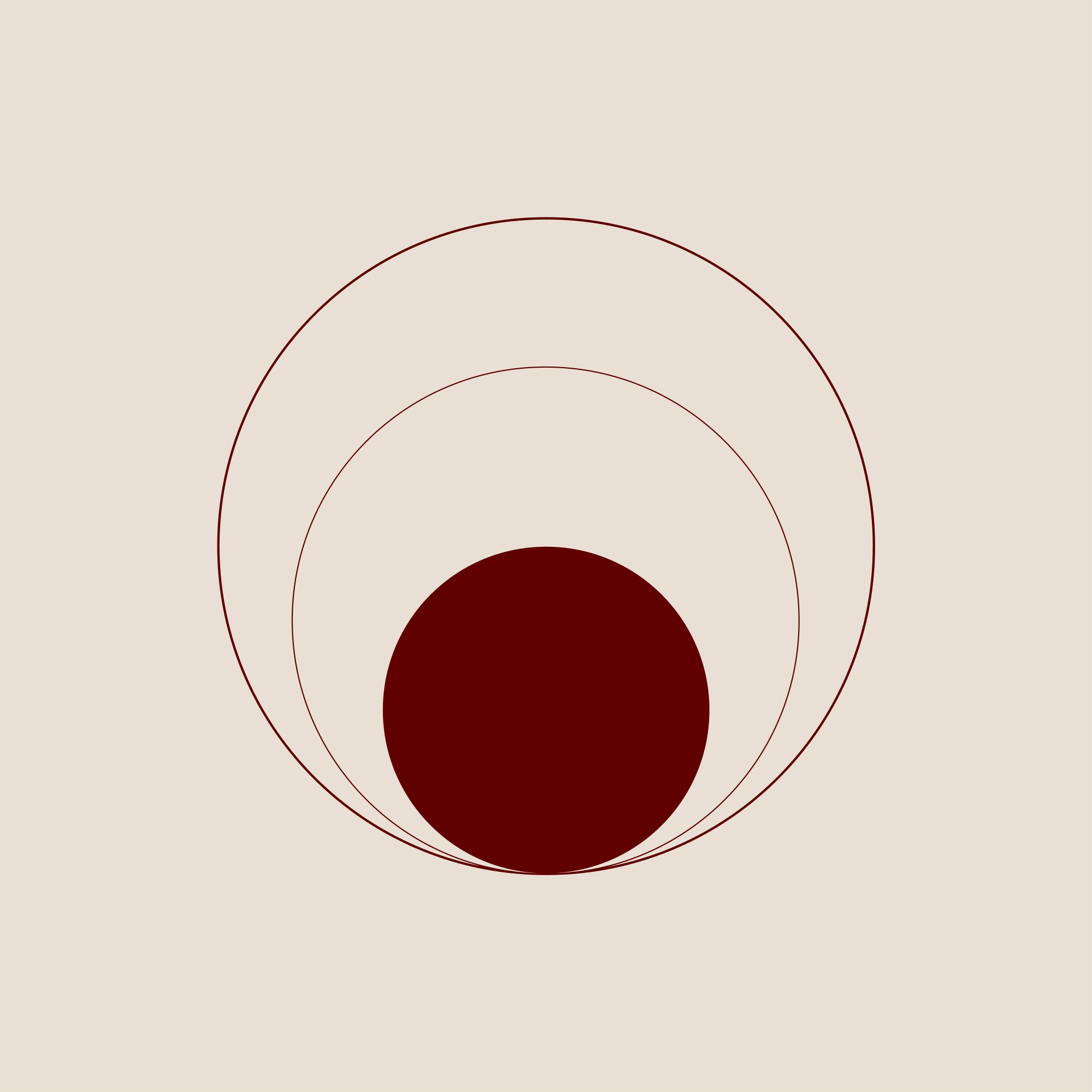 Two overlapping circle outlines with a dark red circle at the bottom.