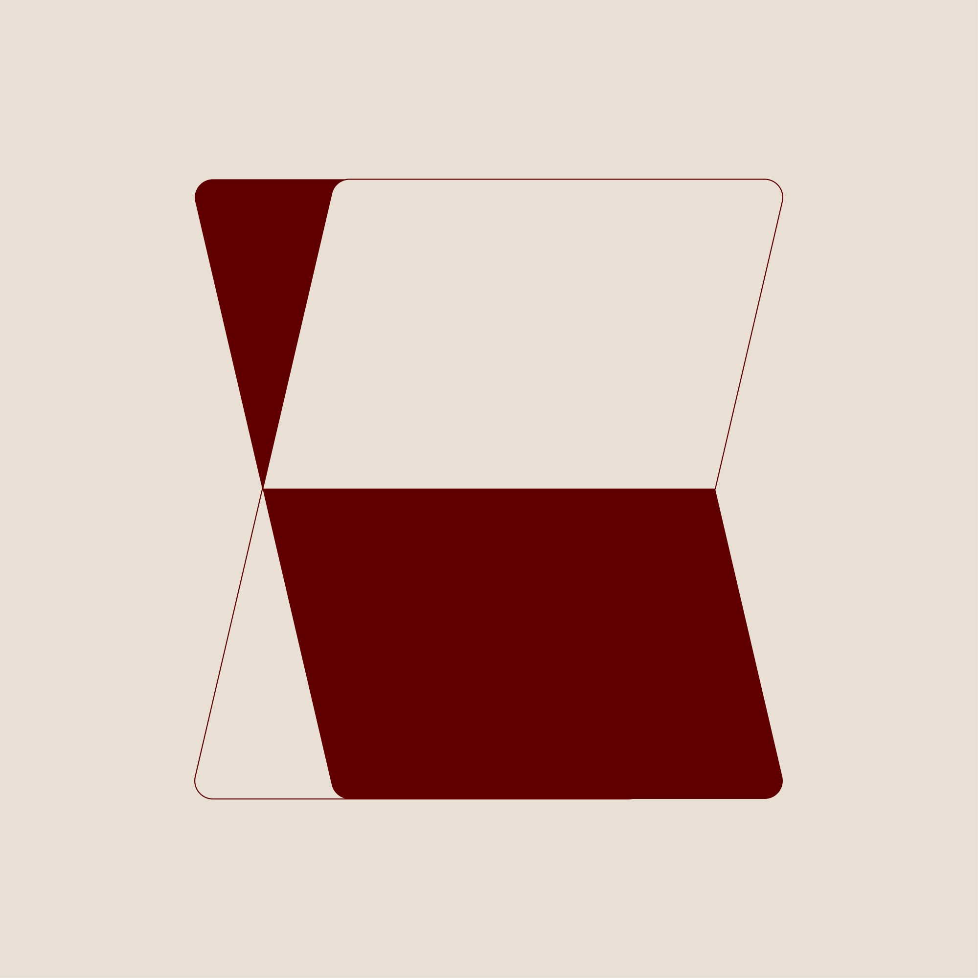 Two angled geometric shapes with dark red accents.