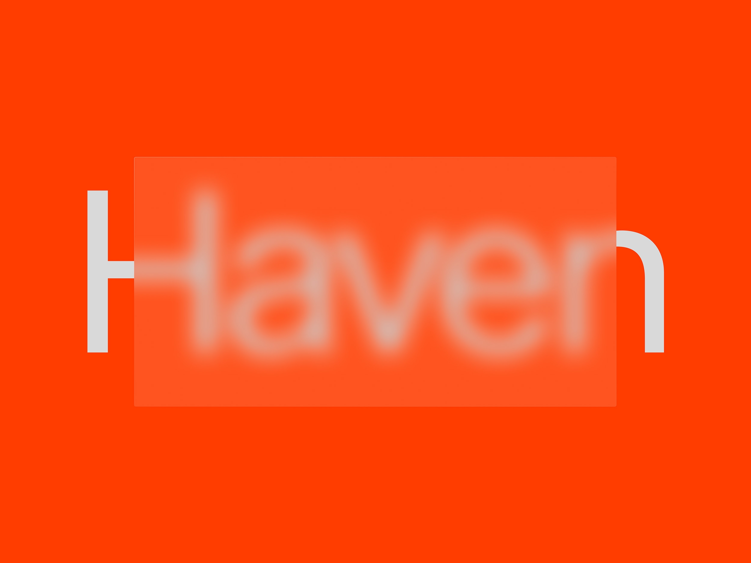 Haven-logo met vervaagd woordmerk op een feloranje achtergrond