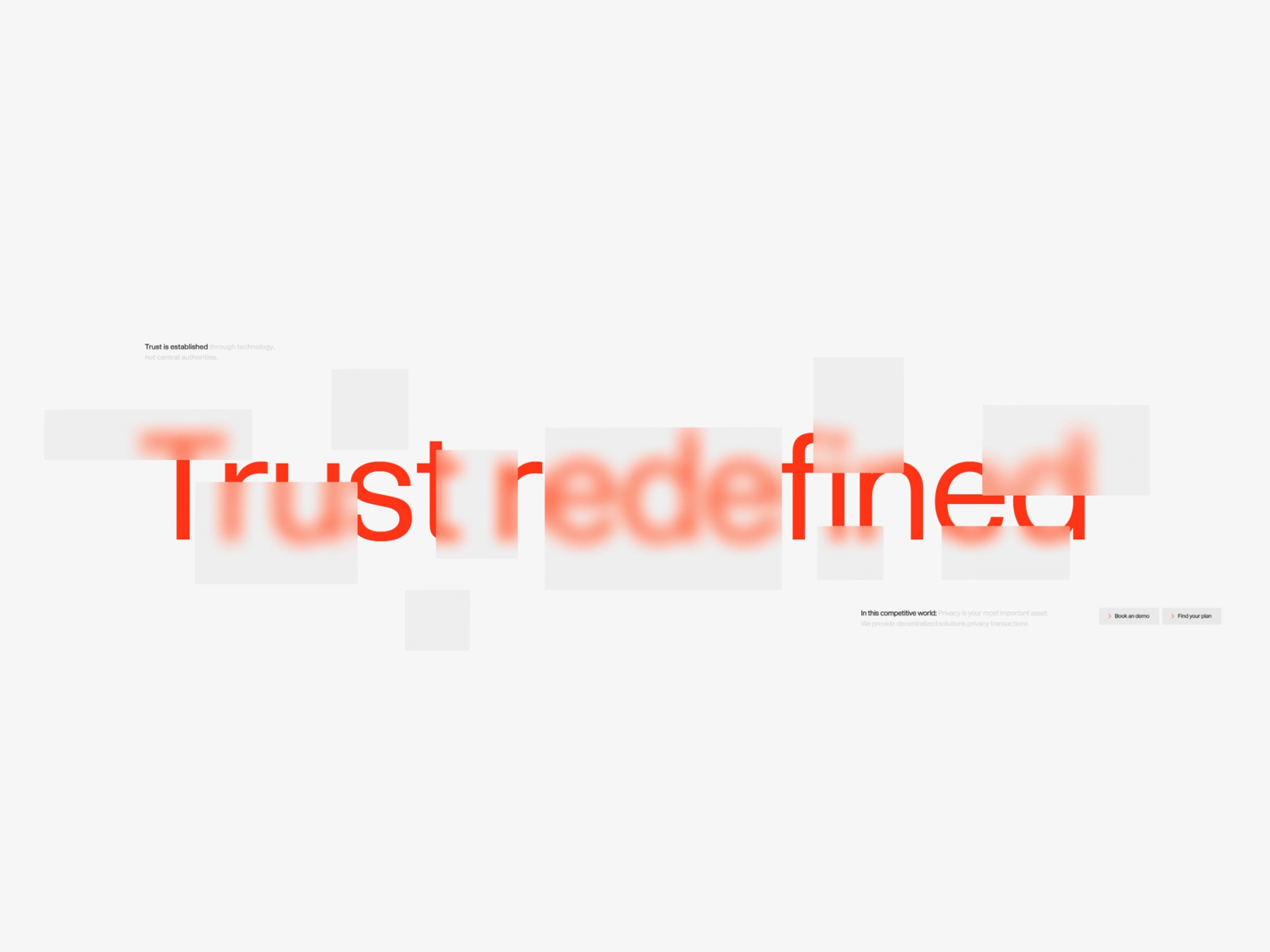 Websiteontwerp van Haven met de slogan ‘Trust redefined’ en vervaagde grafische vlakken