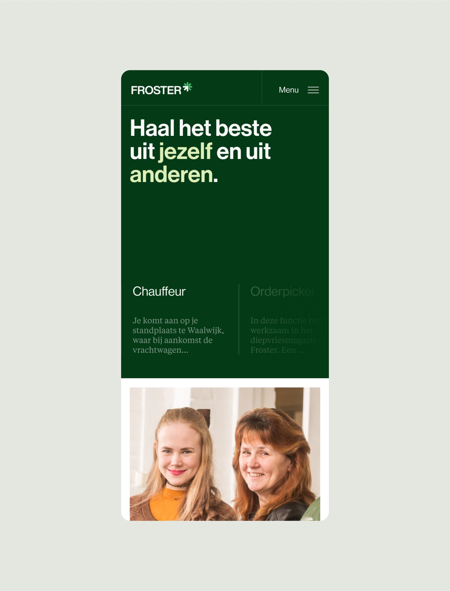 Froster mobiele website werken bij