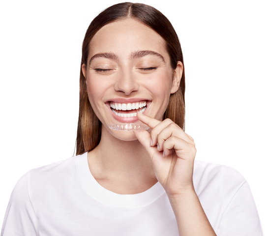 Woman Insrting with clear aligner