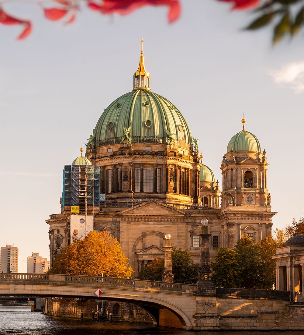 view of berlin cathedral from the water