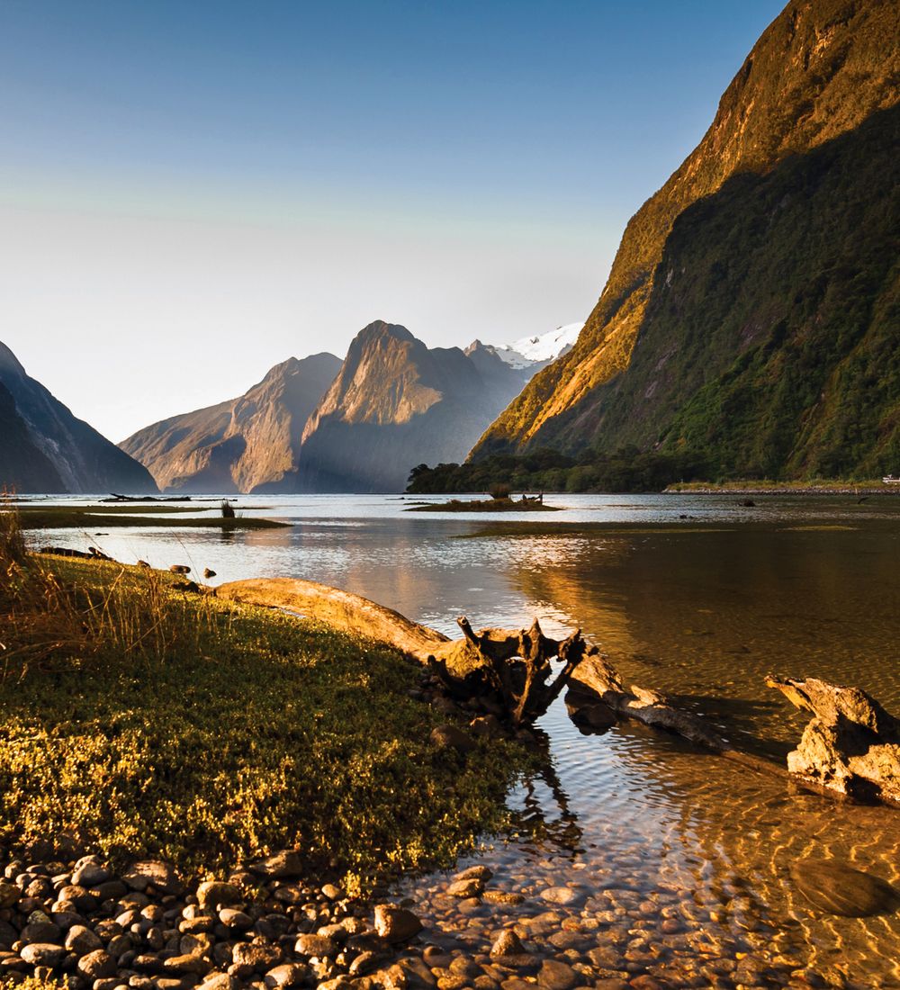 milford sound and mountain landscape at in new zealand