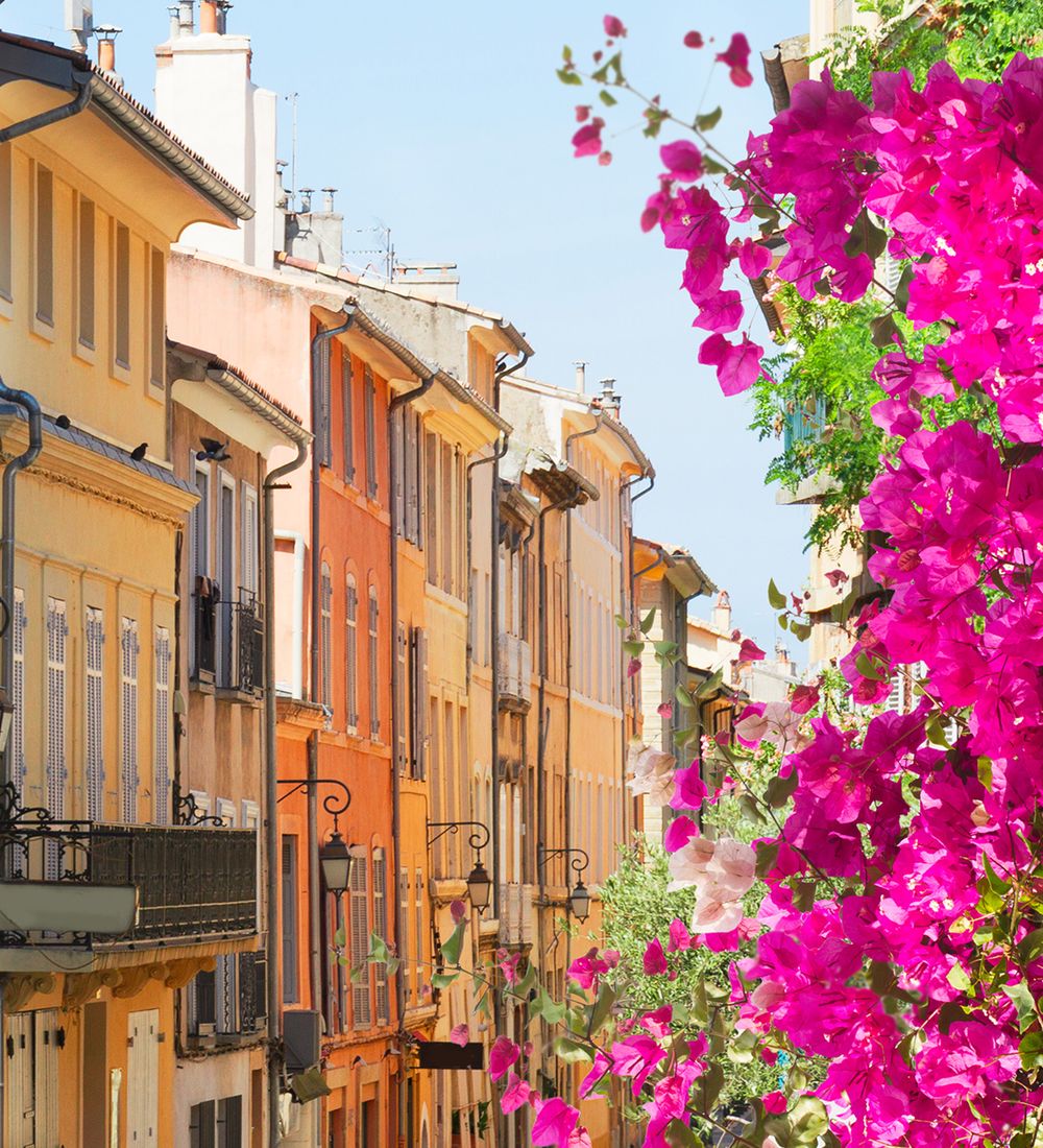 Old town street of Aix en Provence France on Summer day
