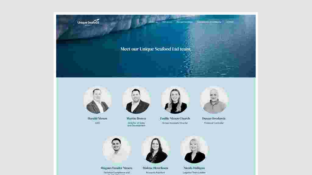 Unique Seafood Group website design
