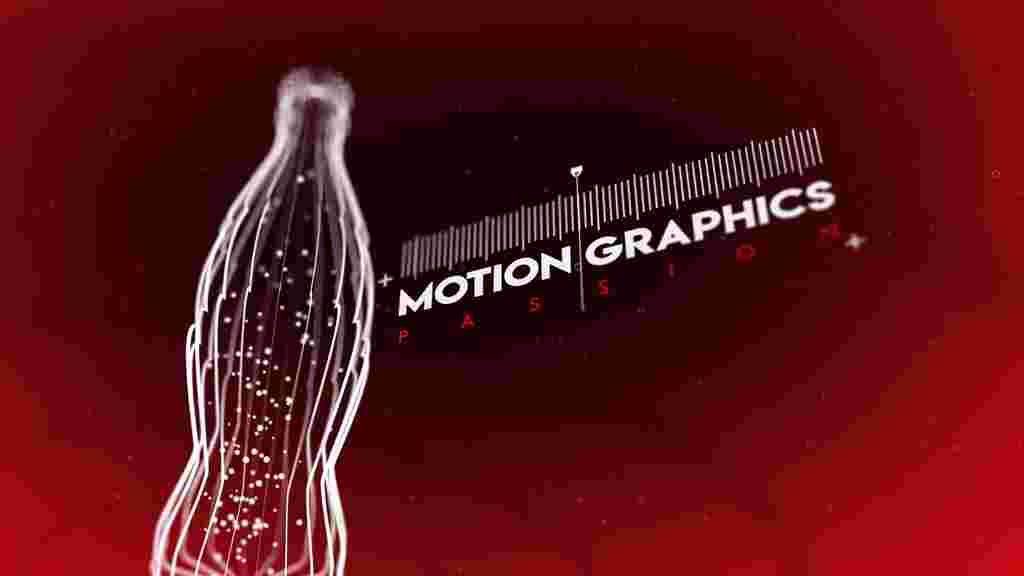 A red Coca Cola bottle next to the words Motion Graphics Passion