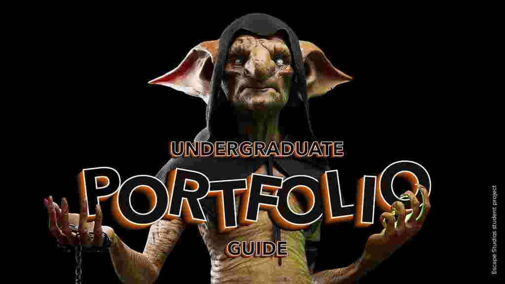 Undergraduate Portfolio Guide with student work character