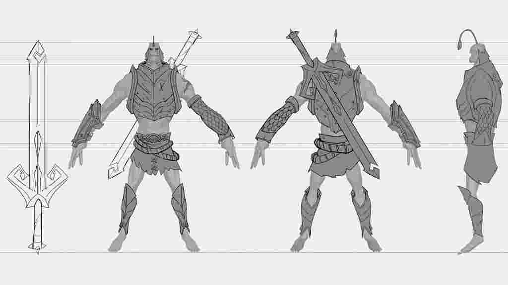 Grey scale sketches of a character in different poses