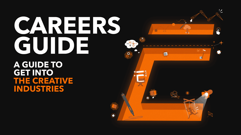 Careers guide - a guide to get into the creative industries - with the Escape E logo in the background