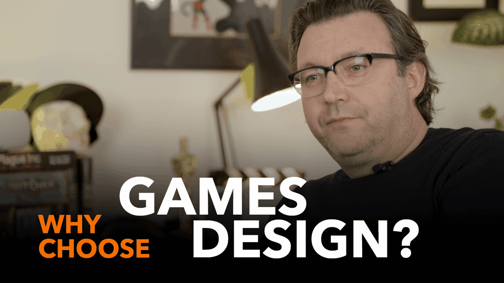 Image of Simon Fenton with text reading why choose games design