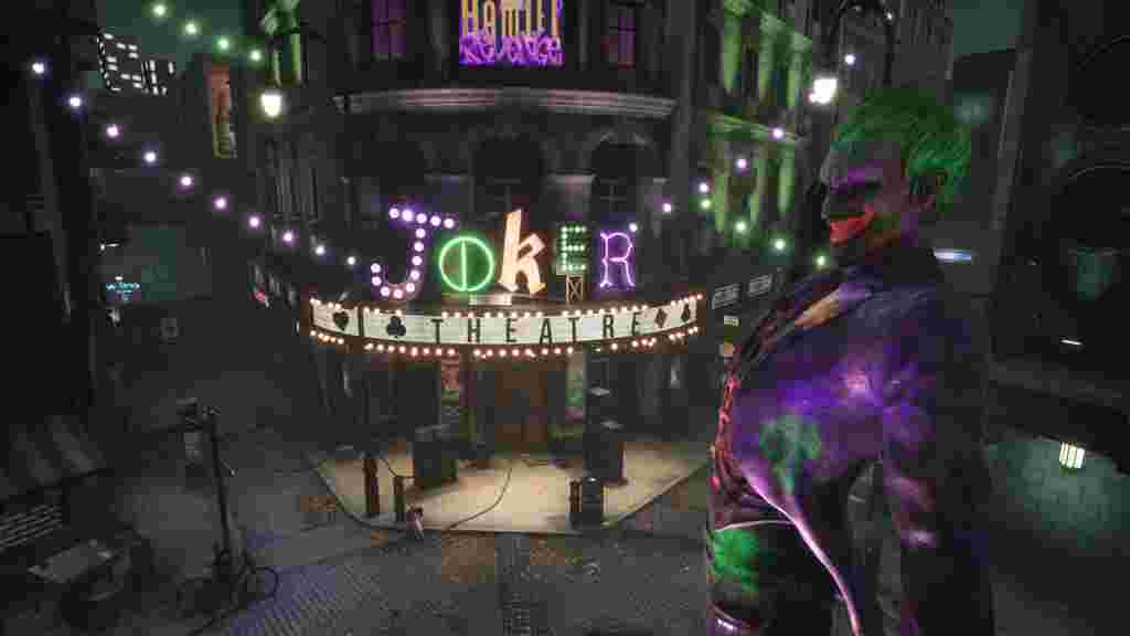 Statue of Joker from Batman in front of Joker theatre