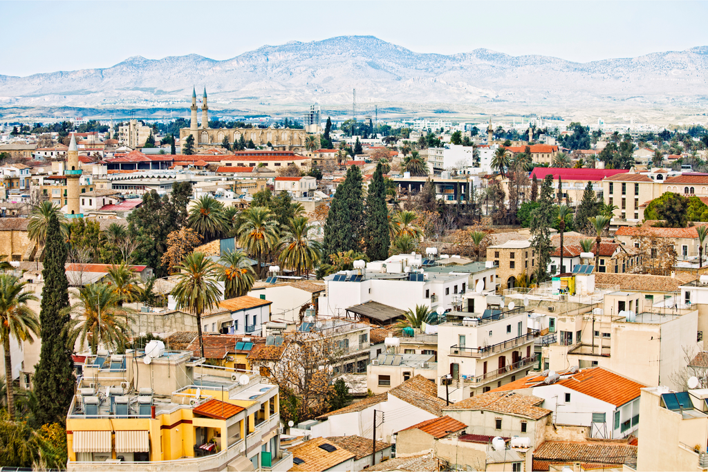 View of Nicosia, with the Turkish side of Cyprus in background.