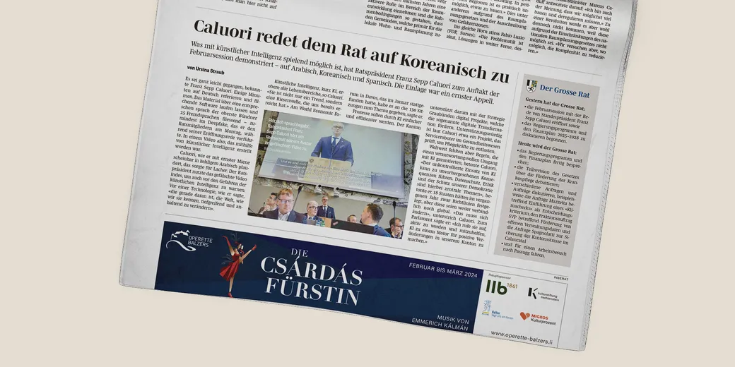 Zeitung Südostschweiz Bericht Seppo Caluori