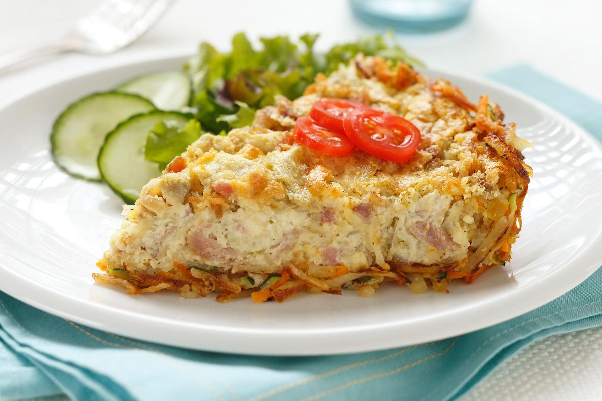 Artichoke and Ham Quiche with Cheesy Hashbrown Crust – Featured Image