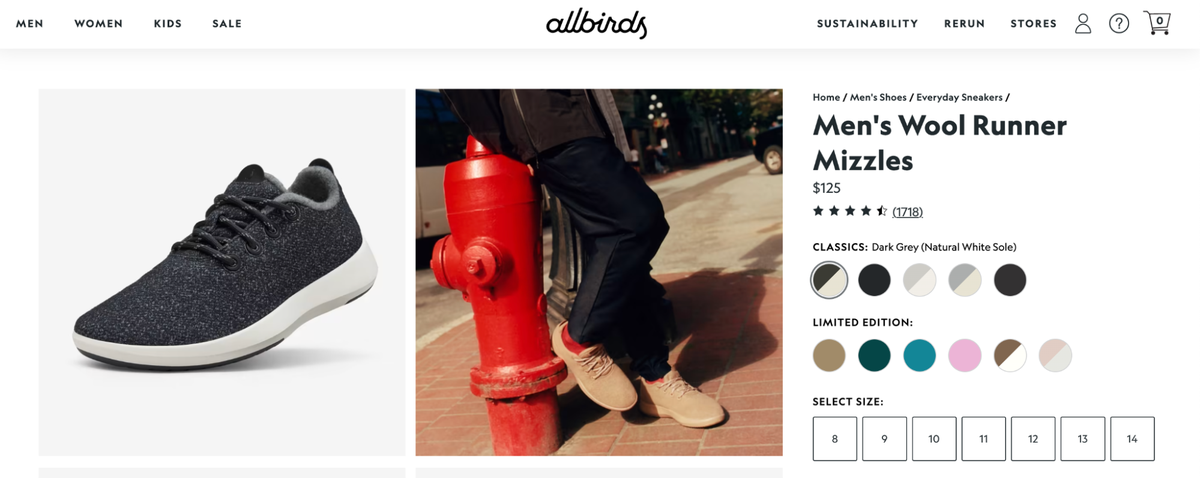 allbirds product page