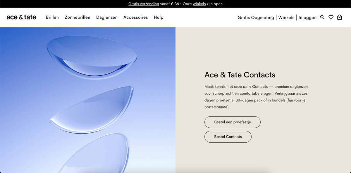 headless commerce example website ace & tate