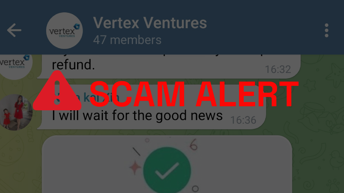 Impersonation of Vertex Ventures on Telegram | Vertex Holdings