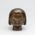 Bronze sculpture of person with tears, KIRA (Burnished Gold) by Roby Dwi Antono