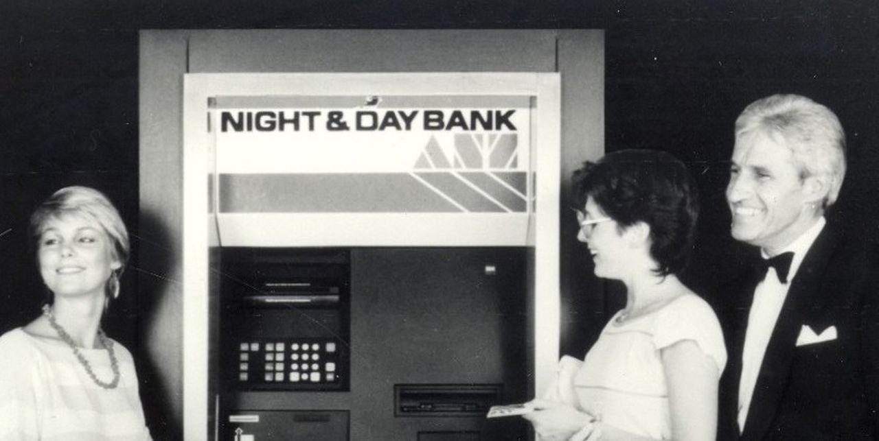 Hole in the wall teller machine 1970