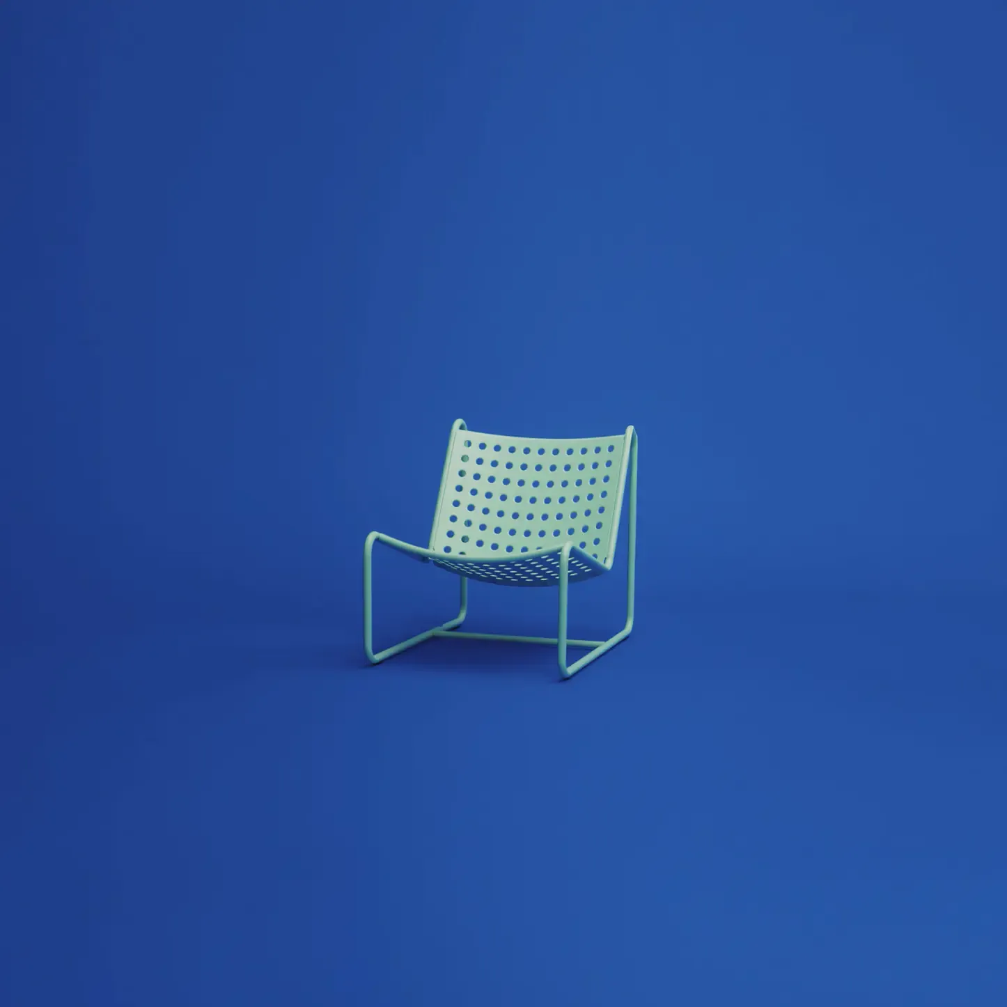 Mint green IKEA chair on vivid blue backdrop, hero visual from MassiveMusic's IKEA sonic identity case