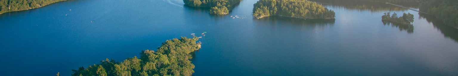 An aerial view of lake in Sweden in summer