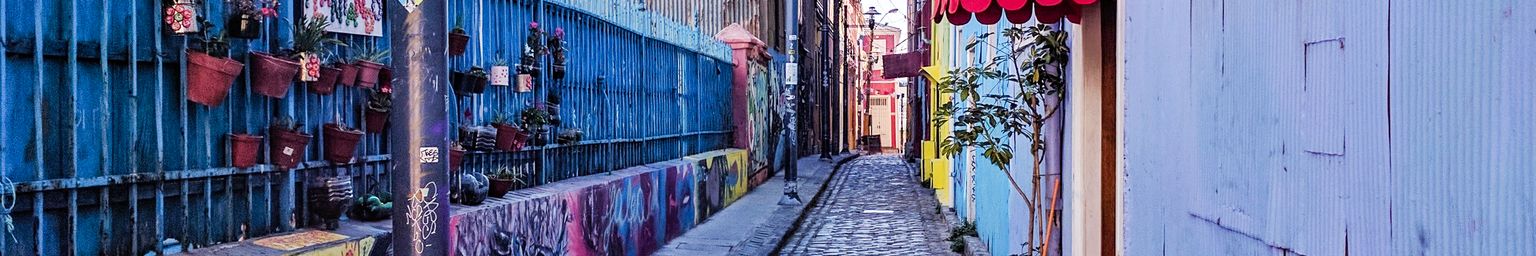 A colourful, narrow street in Valparaiso, Chile