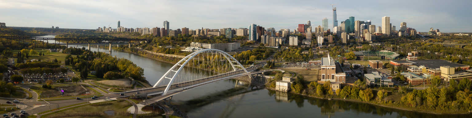 Aerial view of Edmonton on a sunny day