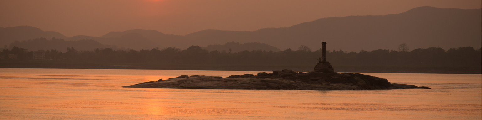A view of sunset over Brahmaputra River Assam
