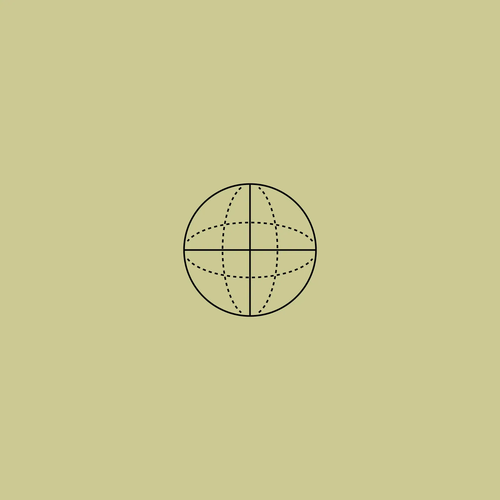 Line icon of a globe with dashed meridians, representing worldwide reach