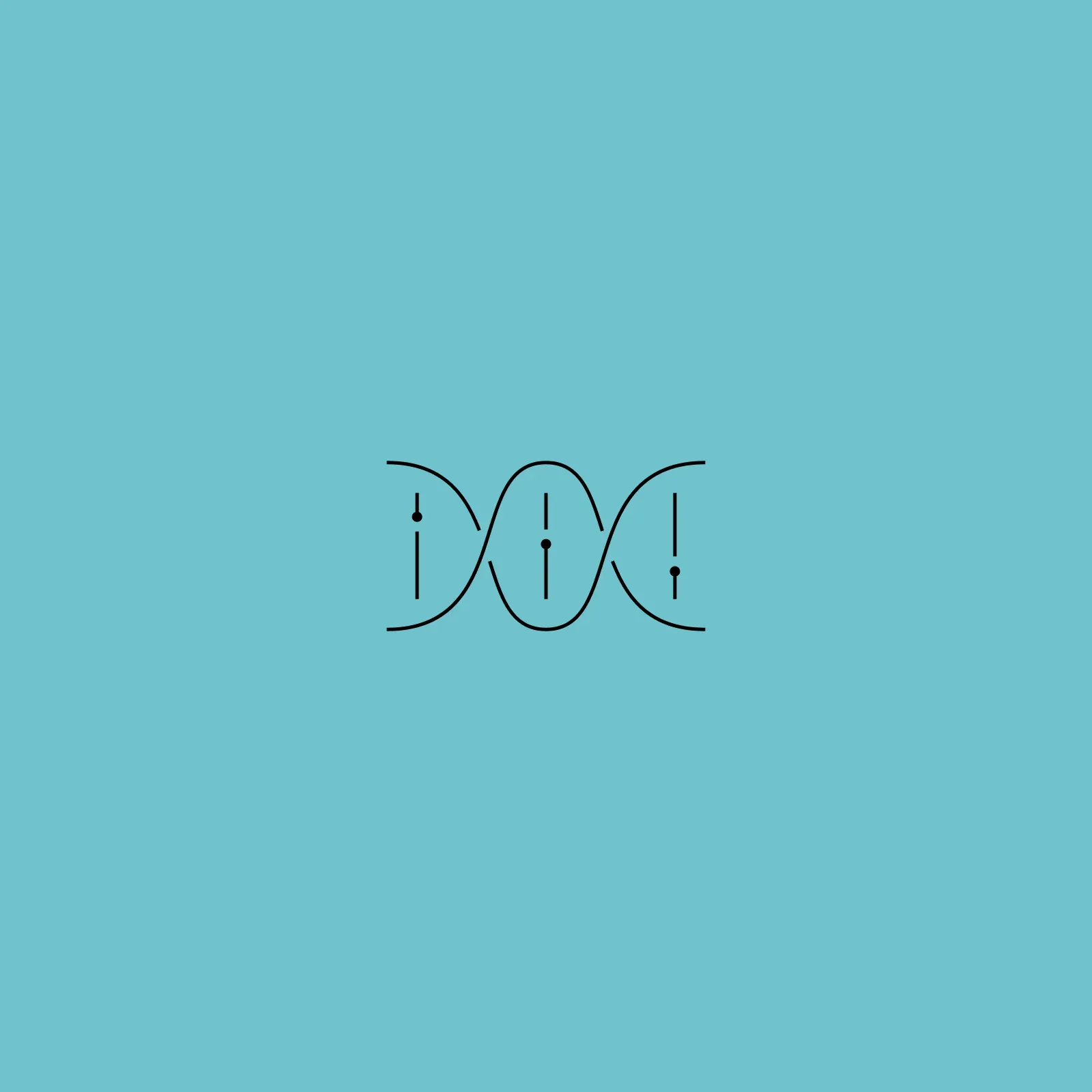 Line icon of a double helix with markers, representing brand DNA