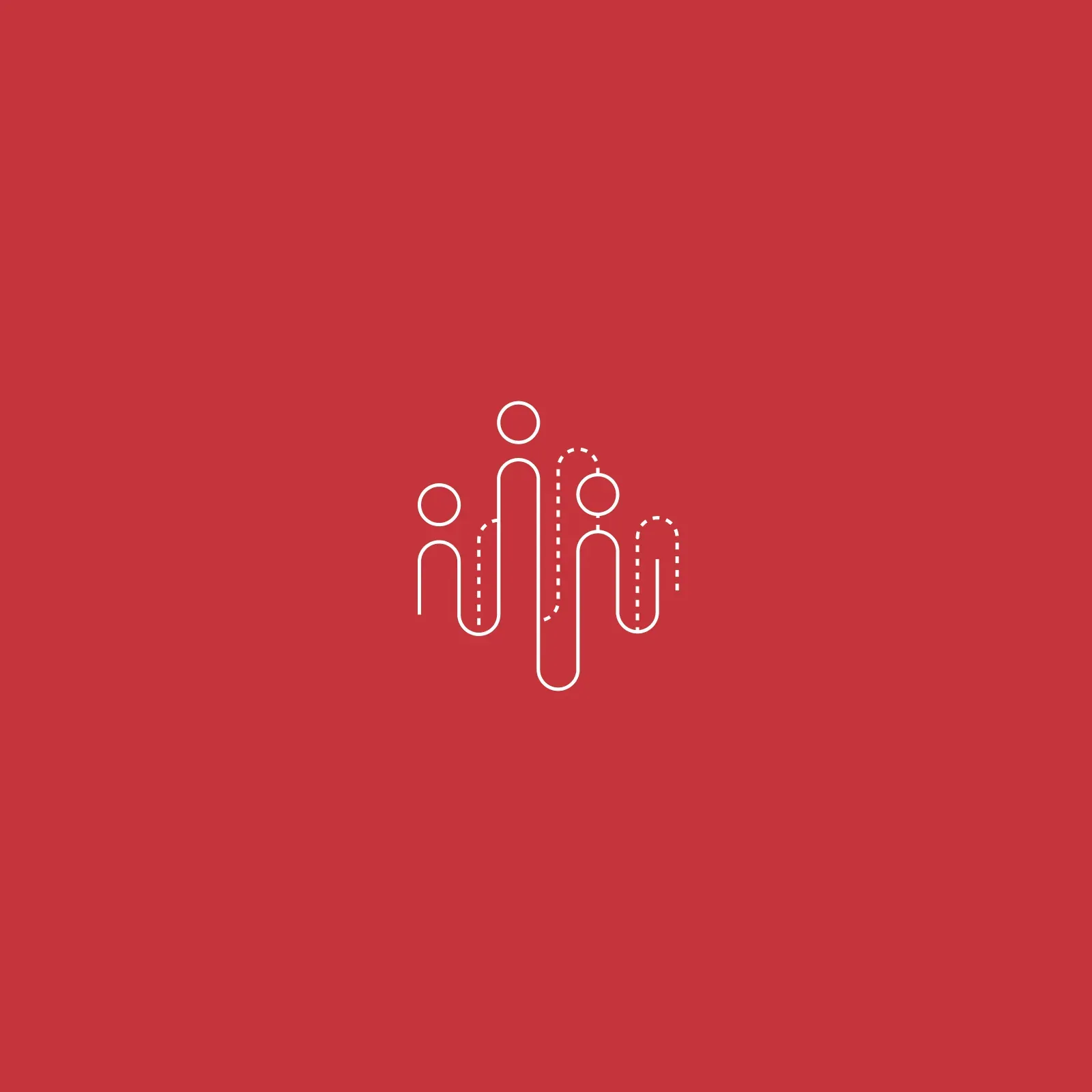 Line icon of people rising from waveform columns, representing artists and talent