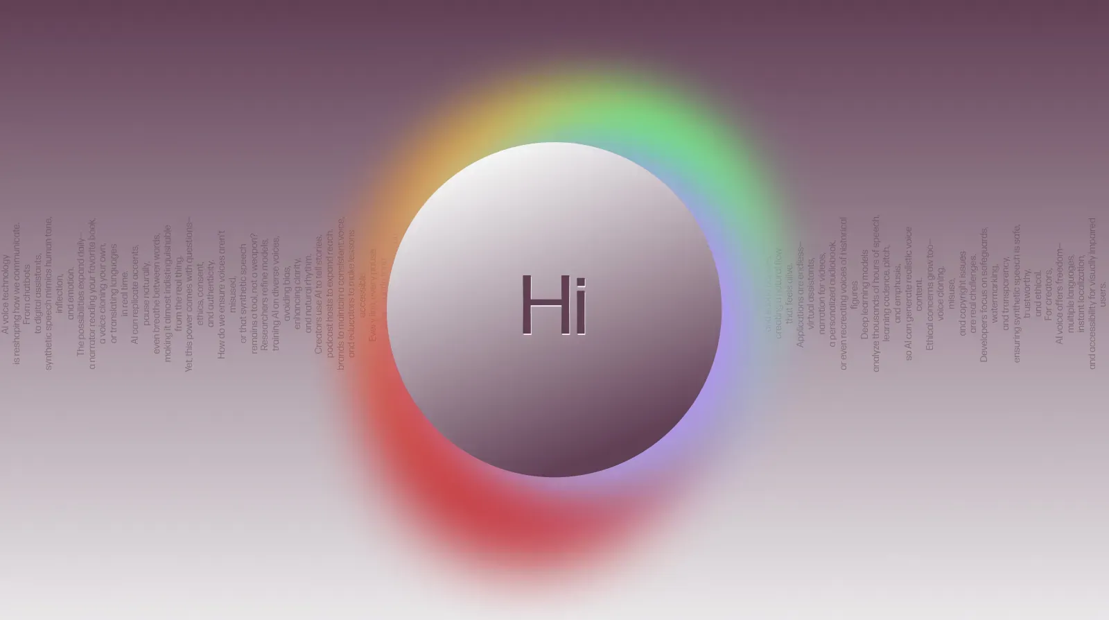 Glowing sphere greeting the user, representing brand voice in AI and voice assistants